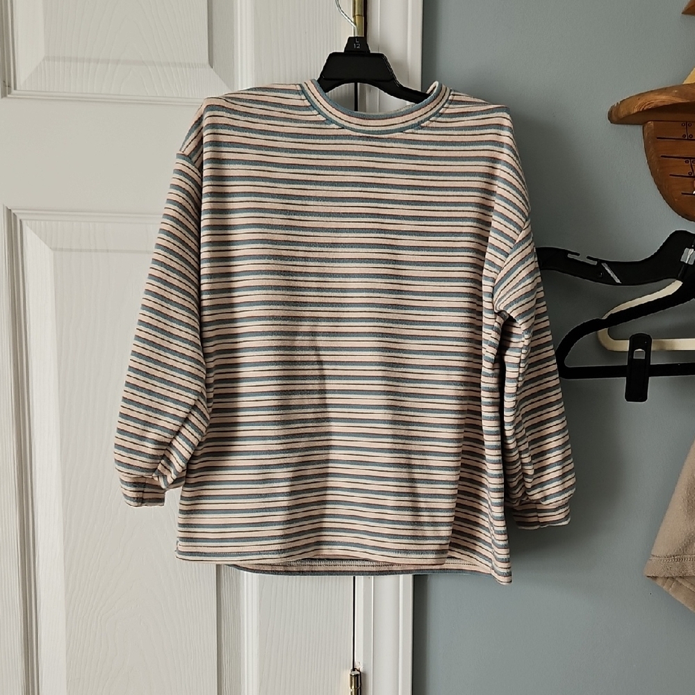 Striped Fleece Long Sleeve Kids Tee